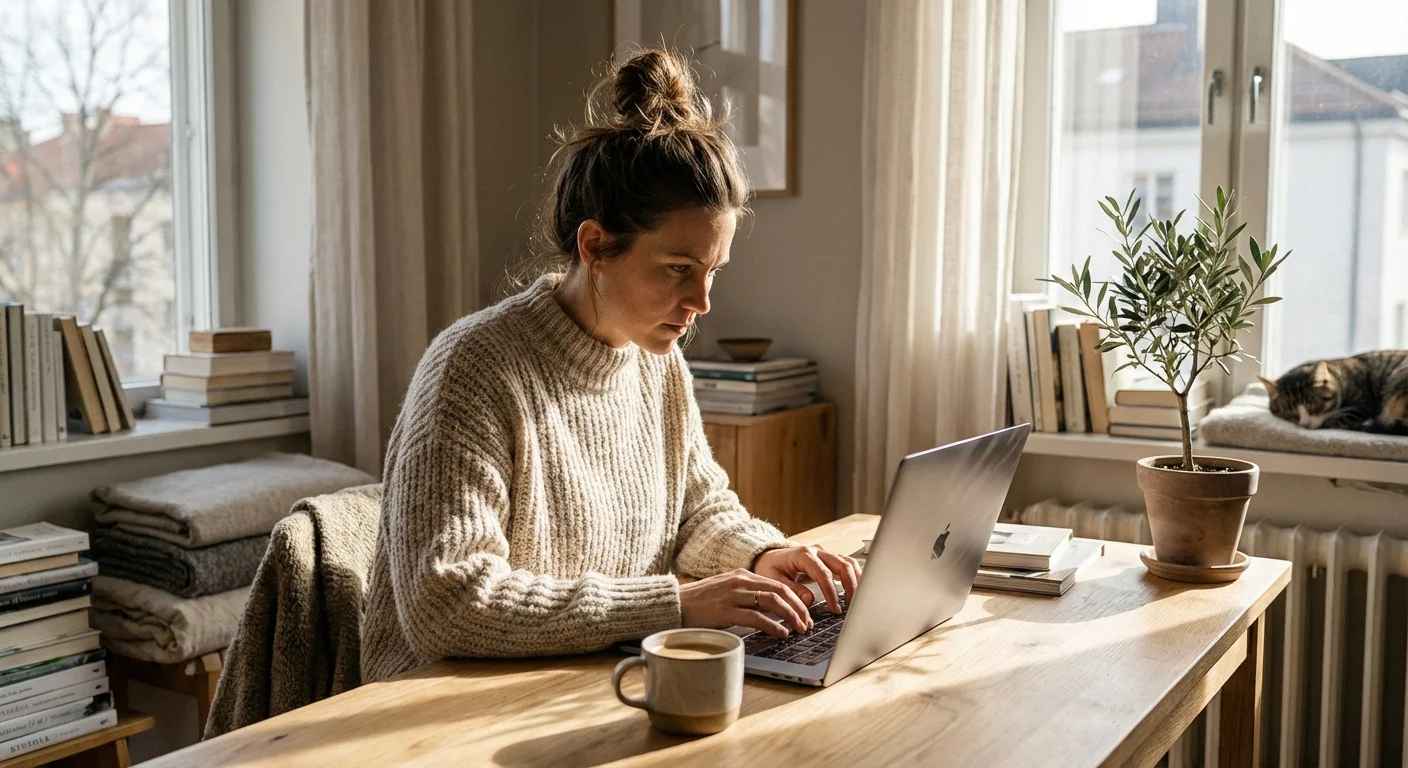 A focused individual setting up their financial dashboard at a clean, sunlit desk.