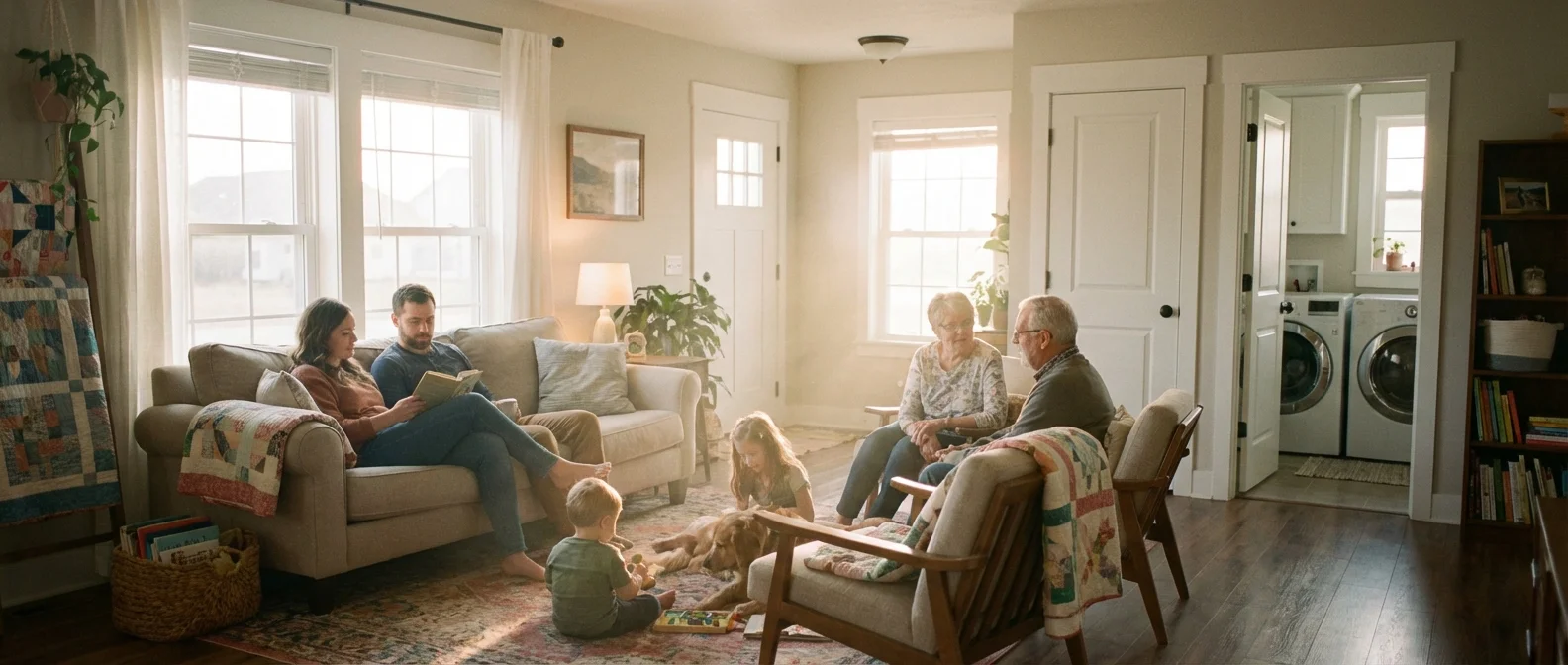 A peaceful home interior representing safety and long-term security.