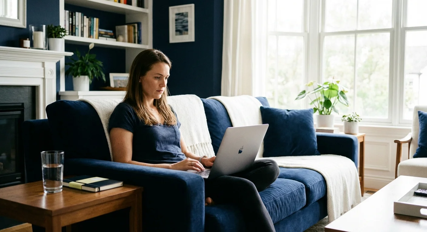 A person researching car insurance and financing on a laptop at home.