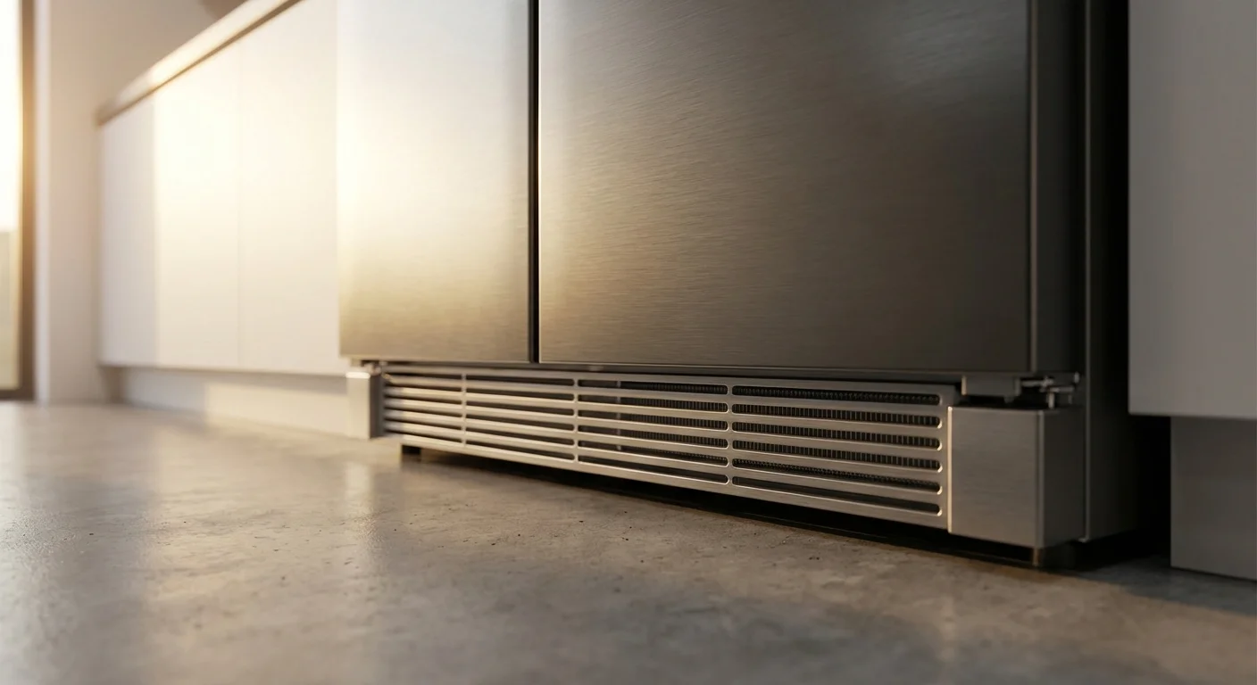 Close-up detail of clean refrigerator condenser coils.