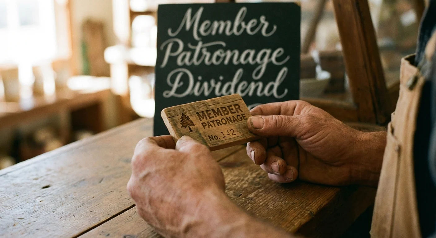 Hands holding a food co-op membership card over a counter.