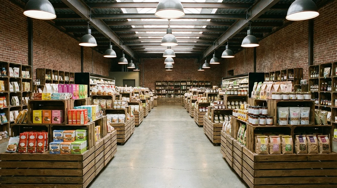A tablet and a crate of goods side-by-side, comparing digital and traditional barter methods.