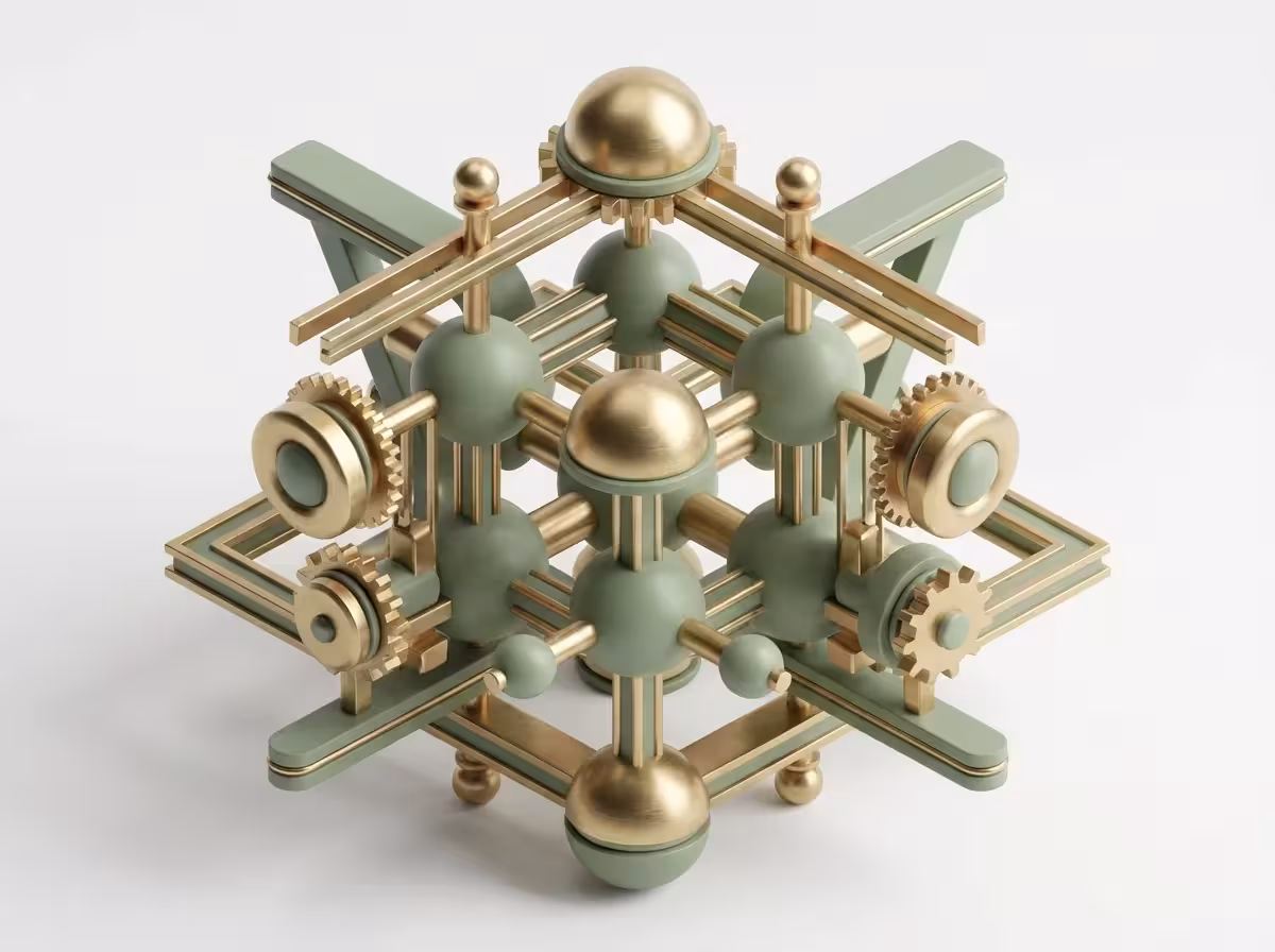 3D symmetrical geometric sculpture representing advanced financial strategies.