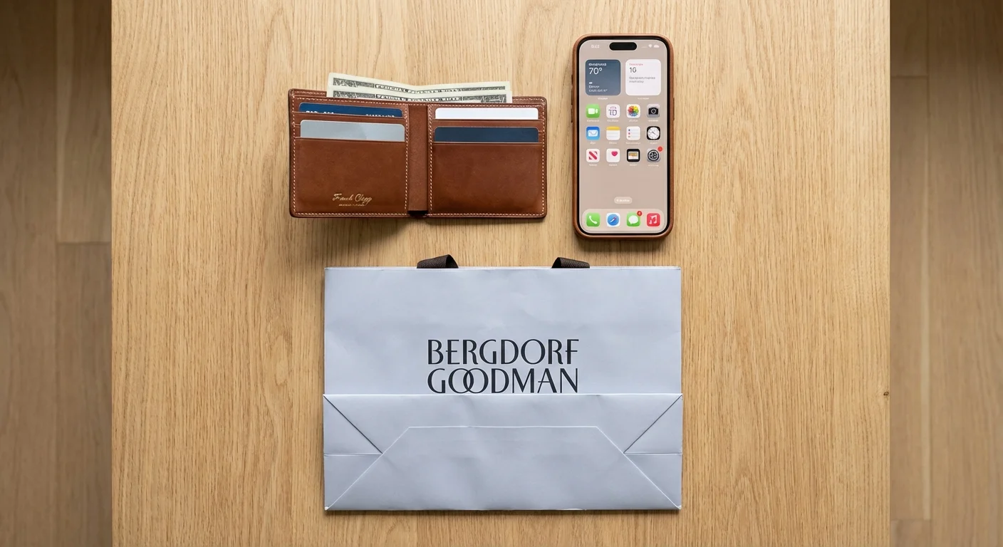 Flat lay of a wallet and smartphone, representing organized financial tools.