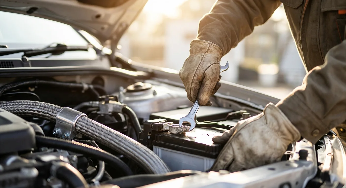 Hands holding a credit card and pen over financial documents.