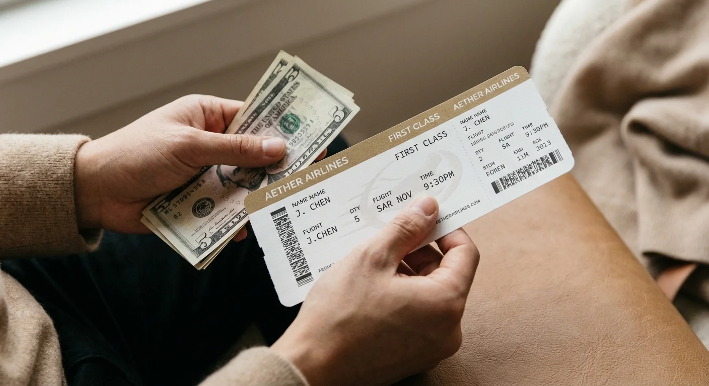 Hands placing a stack of cash into a green paper envelope.