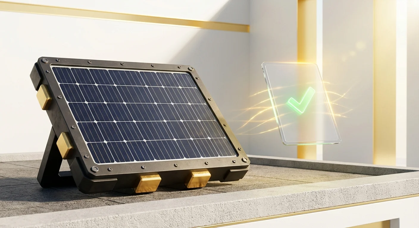A comparison of a physical solar panel versus a digital tablet interface.