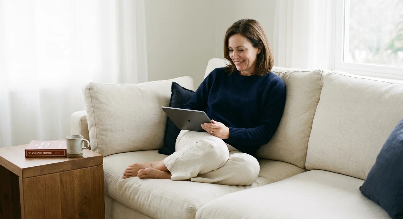A person carefully reading the fine print on a retail product tag.
