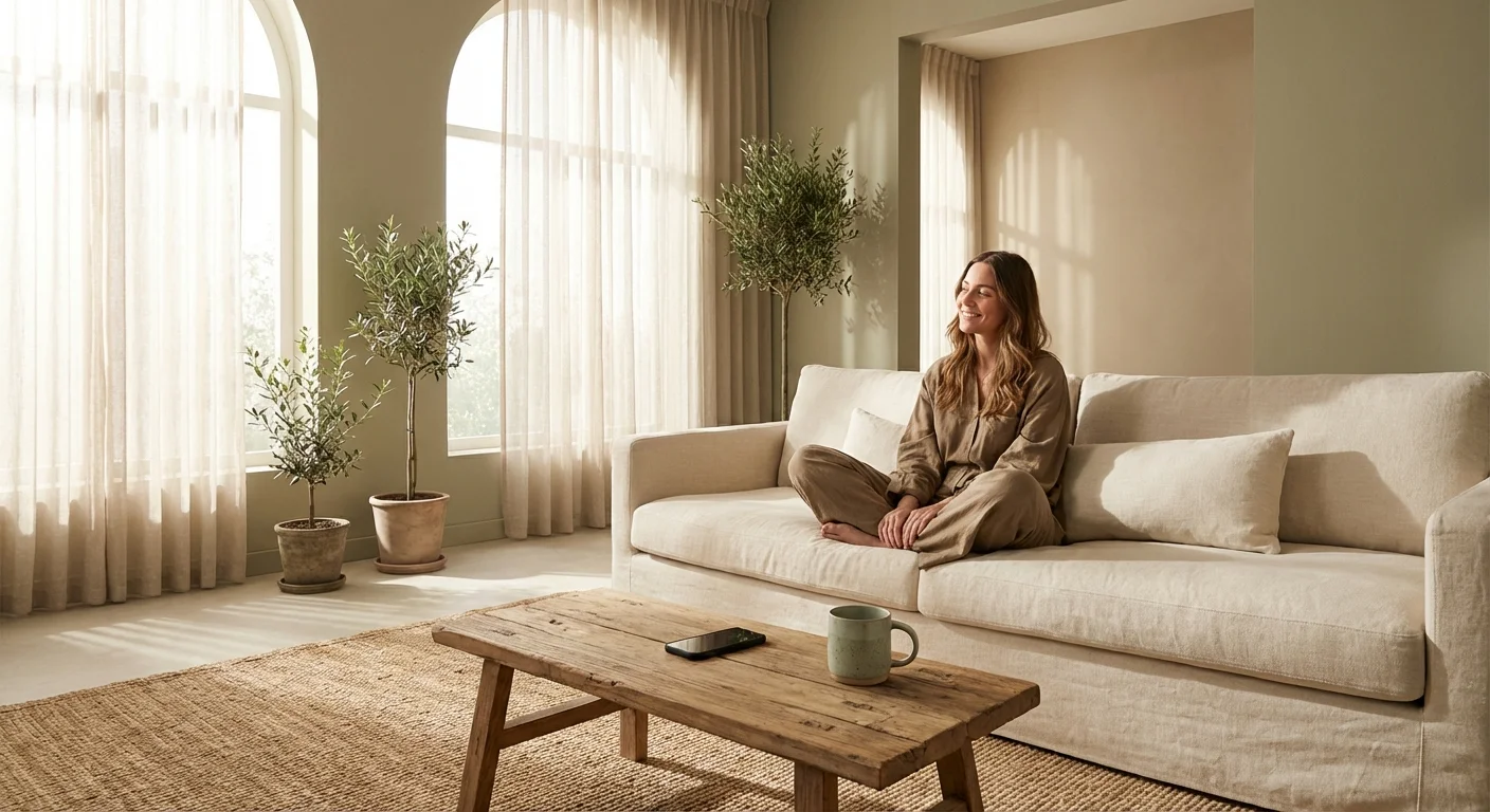 A calculator and savings jar next to a DIY cleaning bottle on a wooden table.