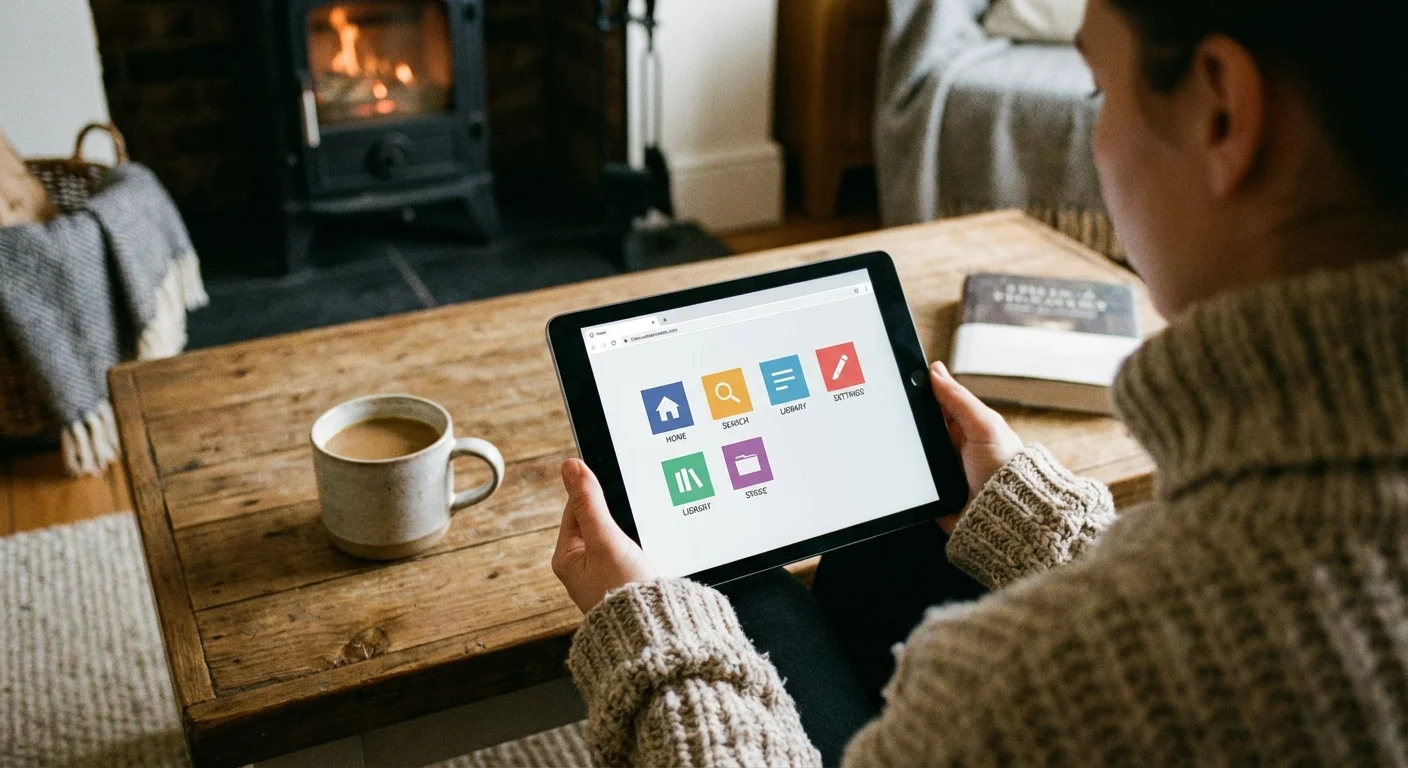 A person using a tablet to shop online through a rewards portal.